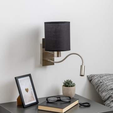 Brilagi - LED Flexibilní nástěnná lampa NUBILA 1xE27/25W/230V + LED/3W matný chrom/černá