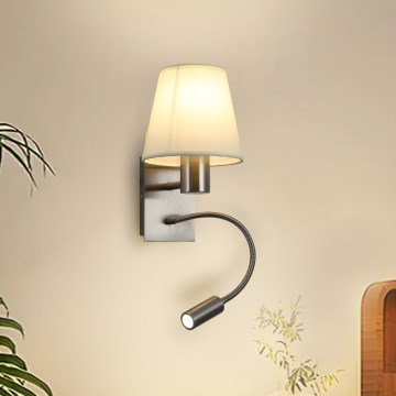 Brilagi - LED Flexibilní nástěnná lampa NUBILA 1xE27/25W/230V + LED/3W matný chrom/krémová