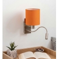 Brilagi - LED Flexibilní nástěnná lampa NUBILA 1xE27/25W/230V + LED/3W matný chrom/oranžová