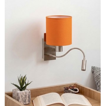Brilagi - LED Flexibilní nástěnná lampa NUBILA 1xE27/25W/230V + LED/3W matný chrom/oranžová