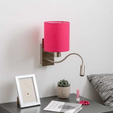 Brilagi - LED Flexibilní nástěnná lampa NUBILA 1xE27/25W/230V + LED/3W matný chrom/růžová