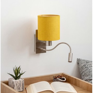 Brilagi - LED Flexibilní nástěnná lampa NUBILA 1xE27/25W/230V + LED/3W matný chrom/žlutá