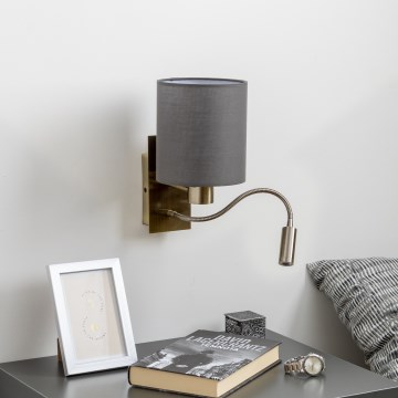 Brilagi - LED Flexibilní nástěnná lampa NUBILA 1xE27/25W/230V + LED/3W mosaz/antracit