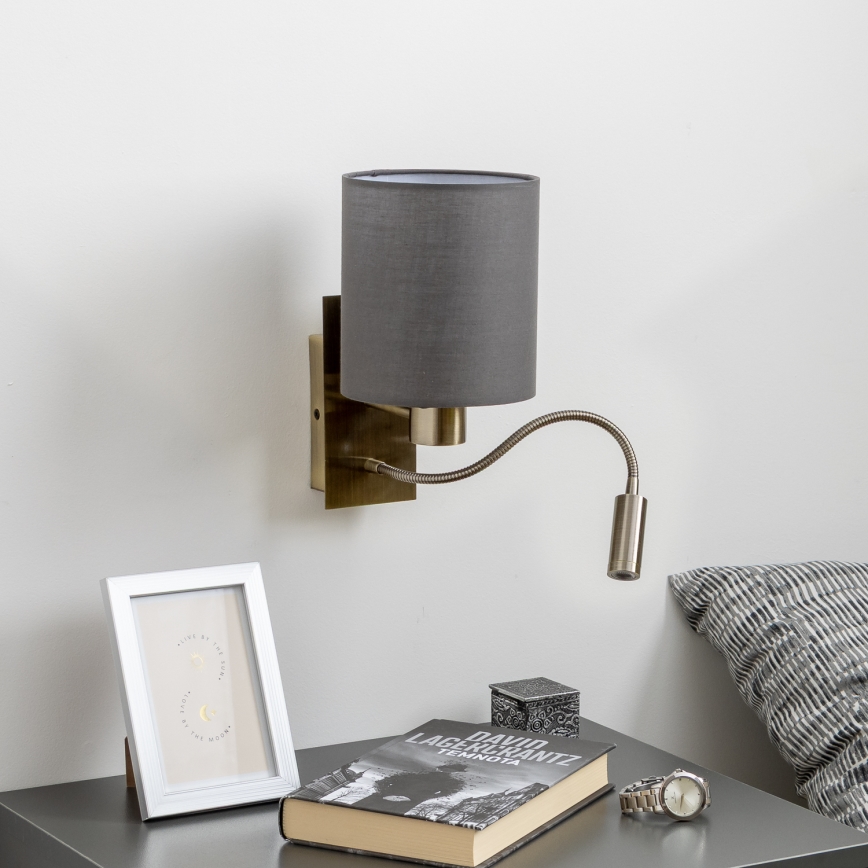 Brilagi - LED Flexibilní nástěnná lampa NUBILA 1xE27/25W/230V + LED/3W mosaz/antracit