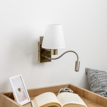Brilagi - LED Flexibilní nástěnná lampa NUBILA 1xE27/25W/230V + LED/3W mosaz/bílá