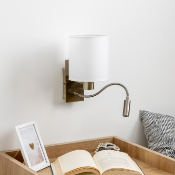 Brilagi - LED Flexibilní nástěnná lampa NUBILA 1xE27/25W/230V + LED/3W mosaz/bílá