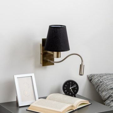 Brilagi - LED Flexibilní nástěnná lampa NUBILA 1xE27/25W/230V + LED/3W mosaz/černá