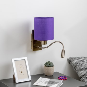 Brilagi - LED Flexibilní nástěnná lampa NUBILA 1xE27/25W/230V + LED/3W mosaz/fialová