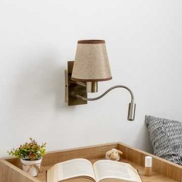 Brilagi - LED Flexibilní nástěnná lampa NUBILA 1xE27/25W/230V + LED/3W mosaz/hnědá