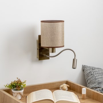 Brilagi - LED Flexibilní nástěnná lampa NUBILA 1xE27/25W/230V + LED/3W mosaz/hnědá