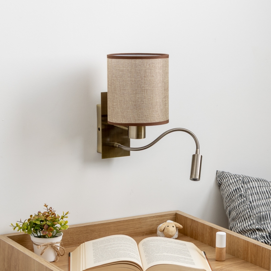Brilagi - LED Flexibilní nástěnná lampa NUBILA 1xE27/25W/230V + LED/3W mosaz/hnědá