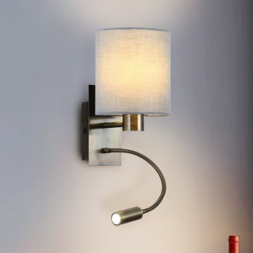 Brilagi - LED Flexibilní nástěnná lampa NUBILA 1xE27/25W/230V + LED/3W mosaz/krémová