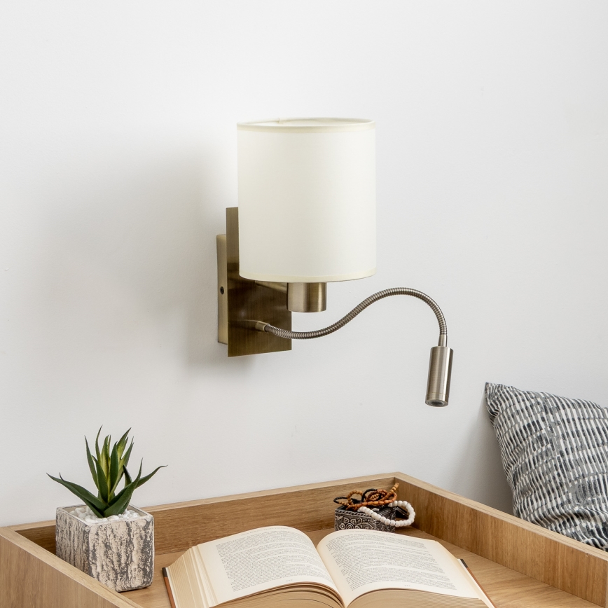 Brilagi - LED Flexibilní nástěnná lampa NUBILA 1xE27/25W/230V + LED/3W mosaz/krémová