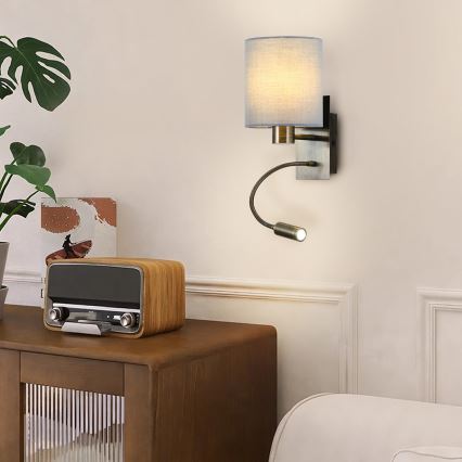 Brilagi - LED Flexibilní nástěnná lampa NUBILA 1xE27/25W/230V + LED/3W mosaz/krémová