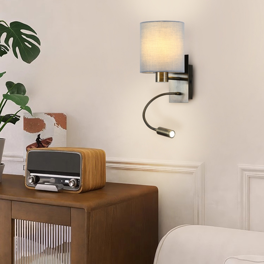 Brilagi - LED Flexibilní nástěnná lampa NUBILA 1xE27/25W/230V + LED/3W mosaz/krémová
