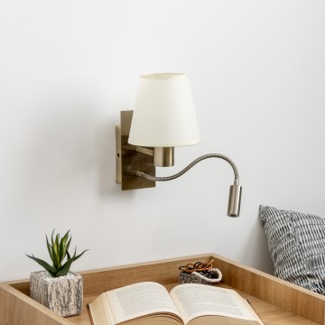Brilagi - LED Flexibilní nástěnná lampa NUBILA 1xE27/25W/230V + LED/3W mosaz/krémová