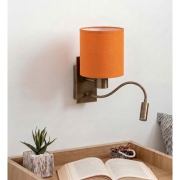 Brilagi - LED Flexibilní nástěnná lampa NUBILA 1xE27/25W/230V + LED/3W mosaz/oranžová