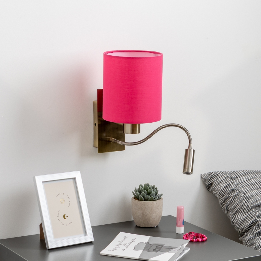 Brilagi - LED Flexibilní nástěnná lampa NUBILA 1xE27/25W/230V + LED/3W mosaz/růžová