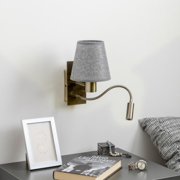Brilagi - LED Flexibilní nástěnná lampa NUBILA 1xE27/25W/230V + LED/3W mosaz/šedá