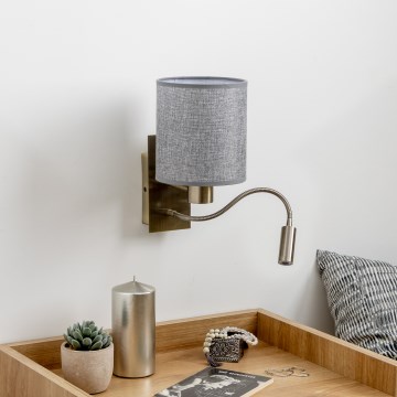 Brilagi - LED Flexibilní nástěnná lampa NUBILA 1xE27/25W/230V + LED/3W mosaz/šedá