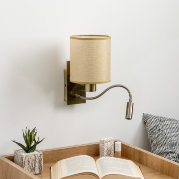 Brilagi - LED Flexibilní nástěnná lampa NUBILA 1xE27/25W/230V + LED/3W mosaz/světle hnědá