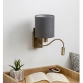 Brilagi - LED Flexibilní nástěnná lampa NUBILA 1xE27/25W/230V + LED/3W mosaz/světle šedá