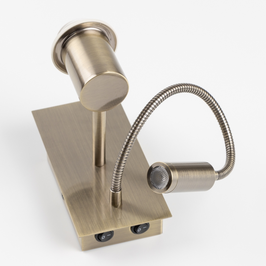 Brilagi - LED Flexibilní nástěnná lampa NUBILA 1xE27/25W/230V + LED/3W mosaz/žlutá