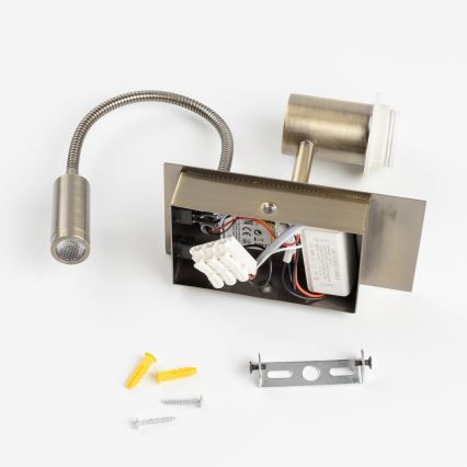 Brilagi - LED Flexibilní nástěnná lampa NUBILA 1xE27/25W/230V + LED/3W mosaz/žlutá