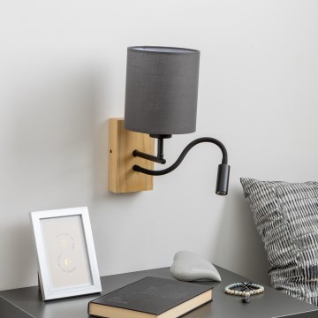 Brilagi - LED Flexibilní nástěnná lampa NUBILA WOOD 1xE27/25W/230V + LED/3W dub/antracit