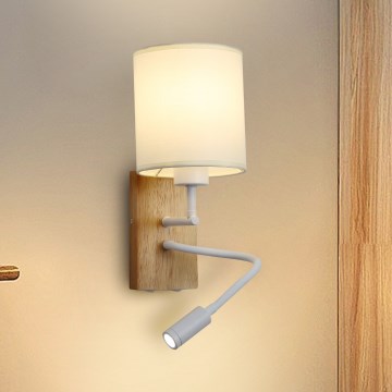 Brilagi - LED Flexibilní nástěnná lampa NUBILA WOOD 1xE27/25W/230V + LED/3W dub/bílá/krémová