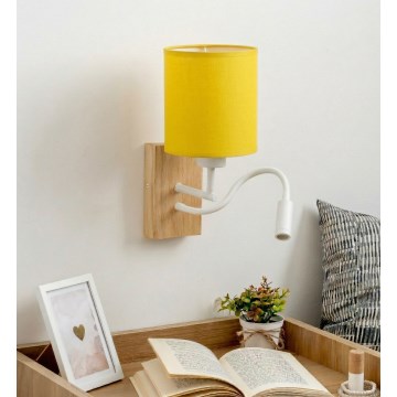 Brilagi - LED Flexibilní nástěnná lampa NUBILA WOOD 1xE27/25W/230V + LED/3W dub/bílá/žlutá