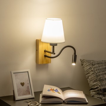 Brilagi - LED Flexibilní nástěnná lampa NUBILA WOOD 1xE27/25W/230V + LED/3W dub/krémová