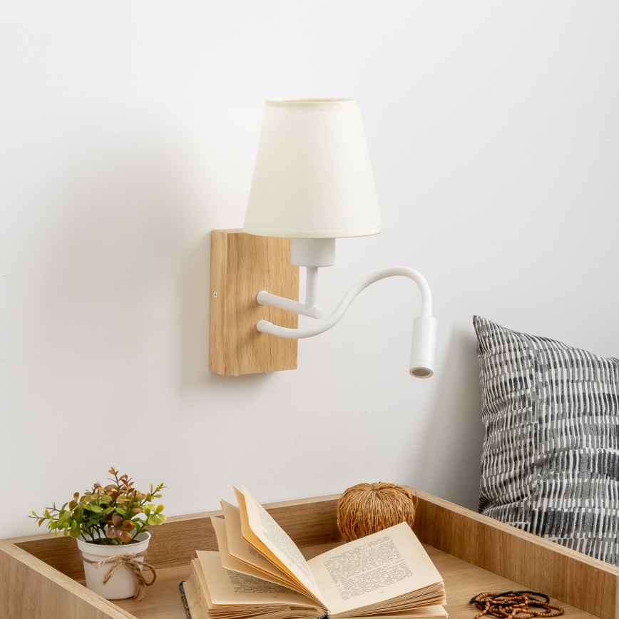 Brilagi - LED Flexibilní nástěnná lampa NUBILA WOOD 1xE27/25W/230V + LED/3W dub/krémová