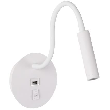 Brilagi - LED Flexibilní nástěnná lampa s USB portem MAYA LED/3W/230V 4000K bílá