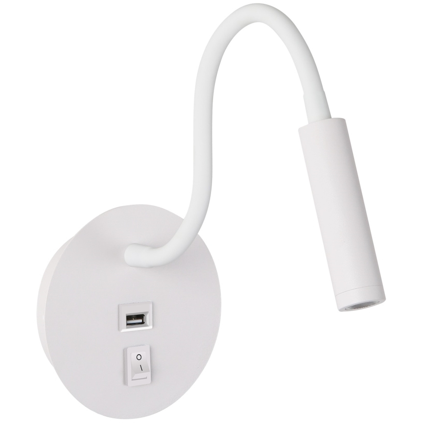 Brilagi - LED Flexibilní nástěnná lampa s USB portem MAYA LED/3W/230V 4000K bílá