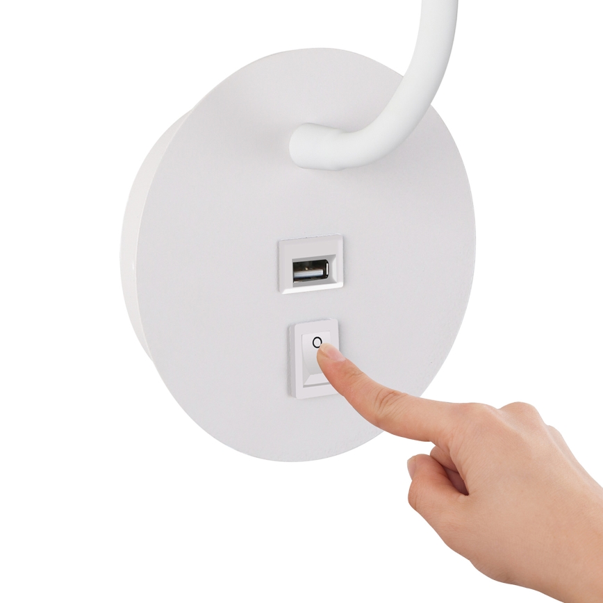 Brilagi - LED Flexibilní nástěnná lampa s USB portem MAYA LED/3W/230V 4000K bílá