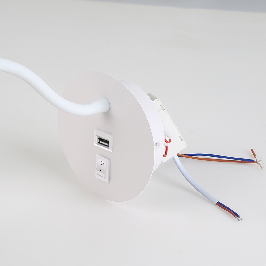 Brilagi - LED Flexibilní nástěnná lampa s USB portem MAYA LED/3W/230V 4000K bílá