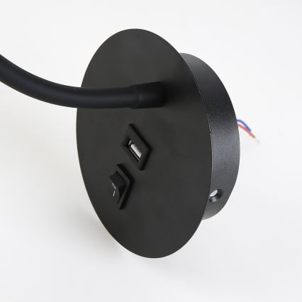 Brilagi - LED Flexibilní nástěnná lampa s USB portem MAYA LED/3W/230V 4000K černá