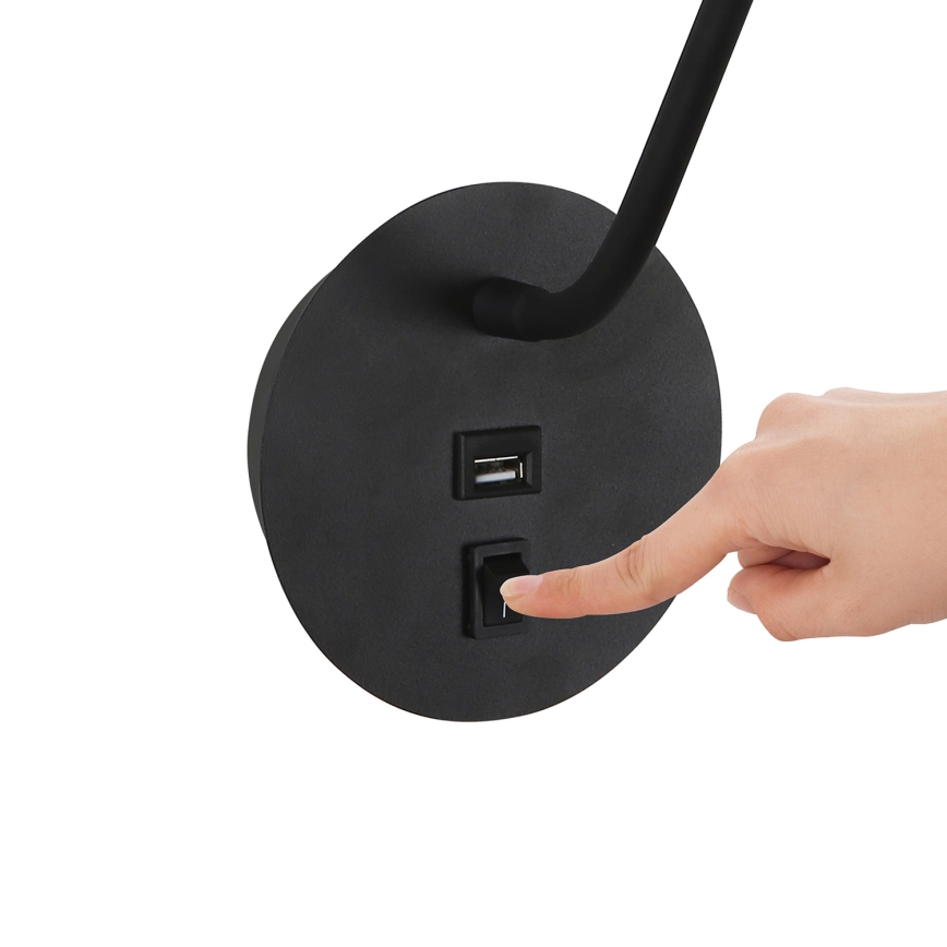 Brilagi - LED Flexibilní nástěnná lampa s USB portem MAYA LED/3W/230V 4000K černá