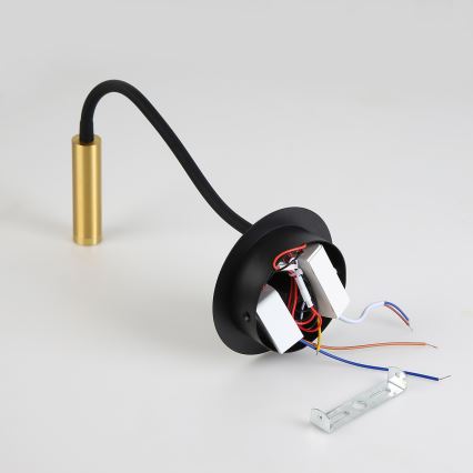 Brilagi - LED Flexibilní nástěnná lampa s USB portem MAYA LED/3W/230V 4000K černá/zlatá