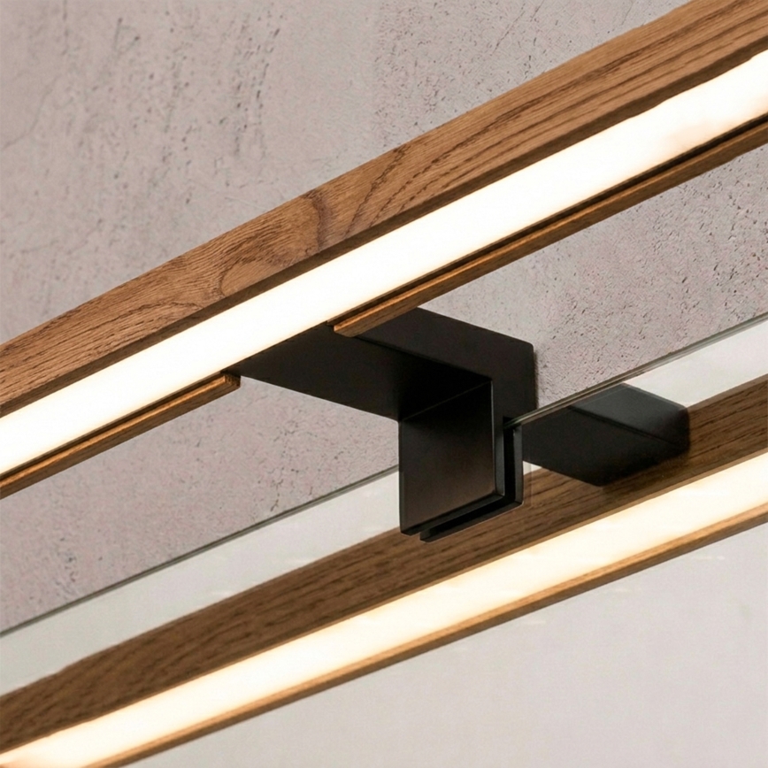 Brilagi - LED Koupelnové osvětlení zrcadla 3v1 WOODY MIRROR LED/12W/230V 60 cm IP44 černá/dub třešeň