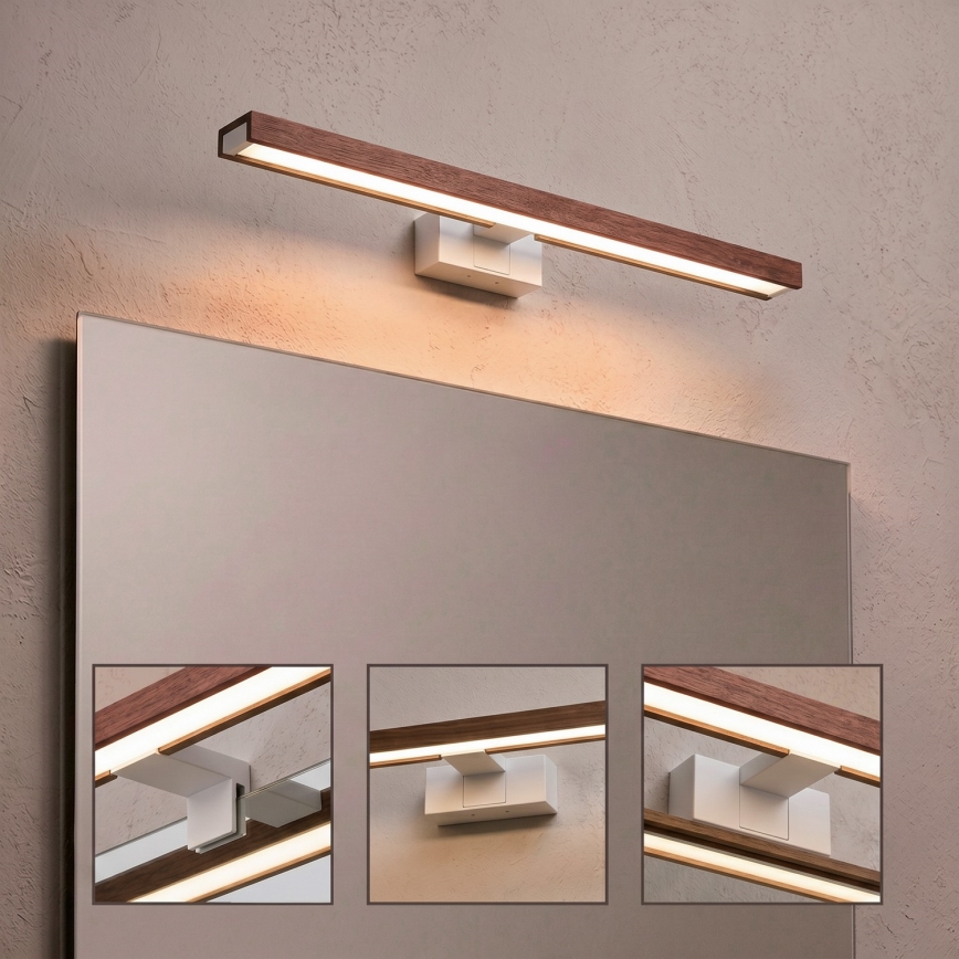 Brilagi - LED Koupelnové osvětlení zrcadla 3v1 WOODY MIRROR LED/12W/230V 60 cm IP44 bílá/dub třešeň