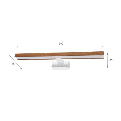 Brilagi - LED Koupelnové osvětlení zrcadla 3v1 WOODY MIRROR LED/12W/230V 60 cm IP44 bílá/dub třešeň