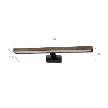 Brilagi - LED Koupelnové osvětlení zrcadla 3v1 WOODY MIRROR LED/12W/230V IP44 černá/dub ořech