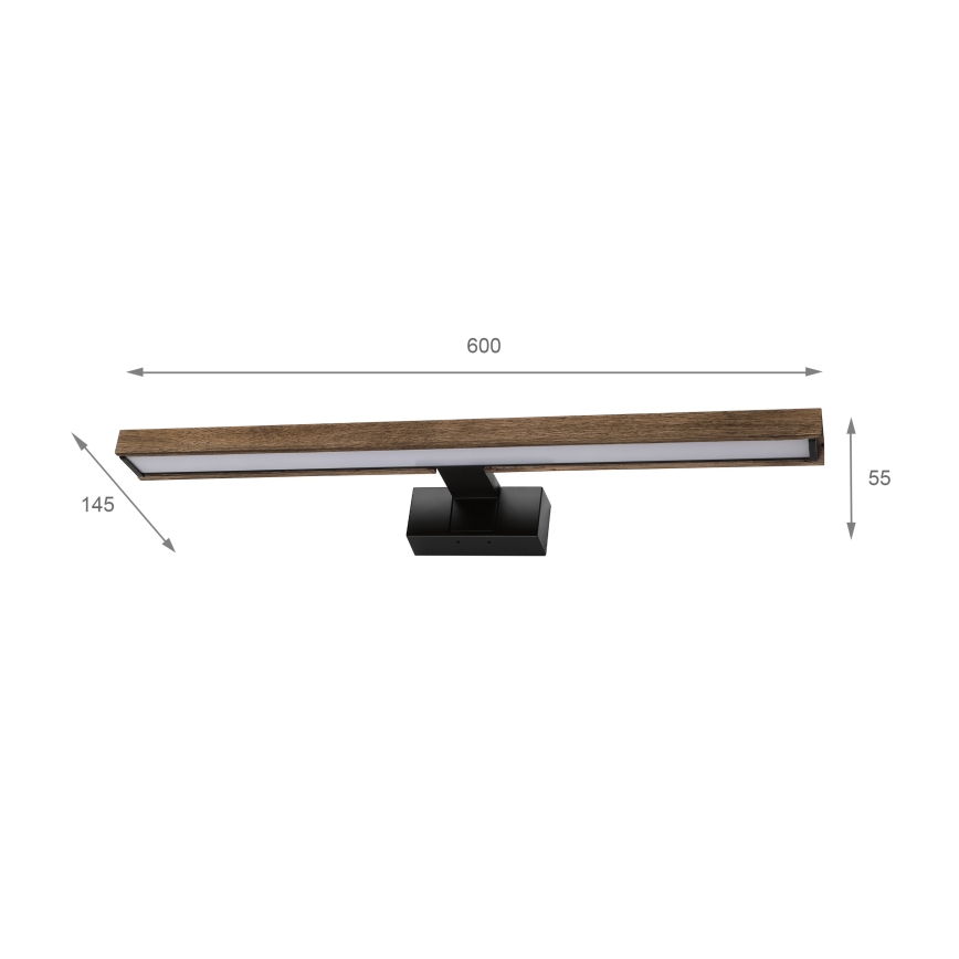 Brilagi - LED Koupelnové osvětlení zrcadla 3v1 WOODY MIRROR LED/12W/230V IP44 černá/dub ořech