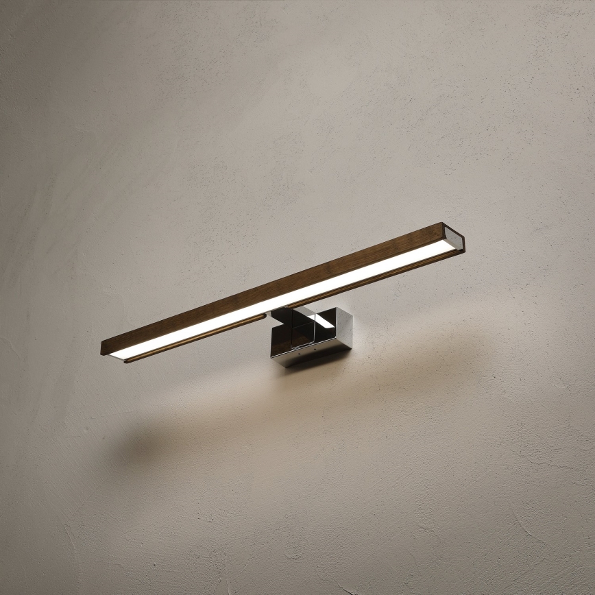 Brilagi - LED Koupelnové osvětlení zrcadla 3v1 WOODY MIRROR LED/12W/230V 60 cm IP44 lesklý chrom/dub ořech