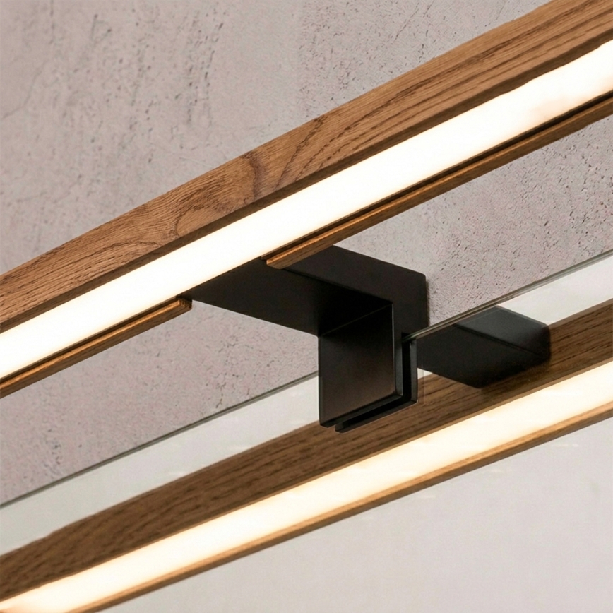 Brilagi - LED Koupelnové osvětlení zrcadla 3v1 WOODY MIRROR LED/15W/230V 80 cm IP44 černá/dub třešeň