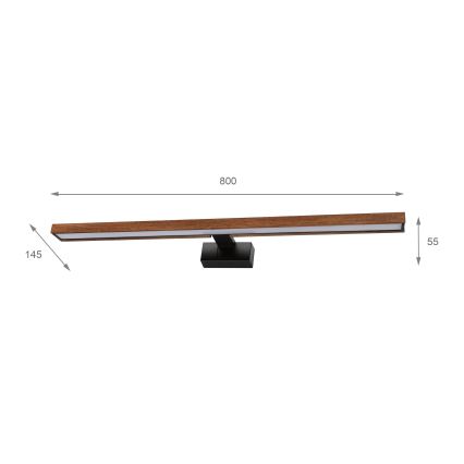 Brilagi - LED Koupelnové osvětlení zrcadla 3v1 WOODY MIRROR LED/15W/230V 80 cm IP44 černá/dub třešeň