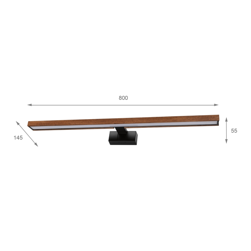 Brilagi - LED Koupelnové osvětlení zrcadla 3v1 WOODY MIRROR LED/15W/230V 80 cm IP44 černá/dub třešeň
