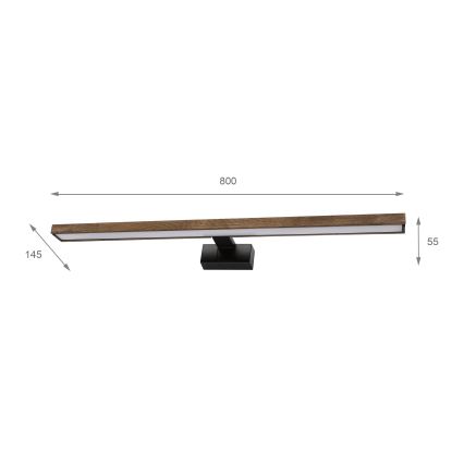 Brilagi - LED Koupelnové osvětlení zrcadla 3v1 WOODY MIRROR LED/15W/230V 80 cm IP44 černá/dub ořech